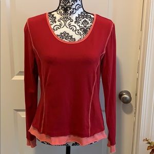 Ladies rounded neckline long sleeve t shirt